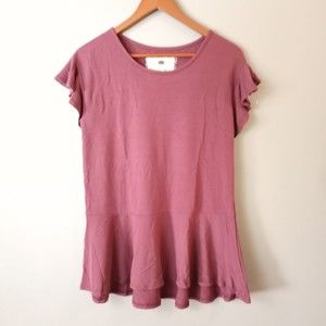 Cupio T-Shirt Womens Medium Red Peplum Comfort Stretch Tee Top